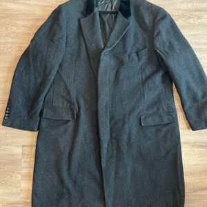 Lauren Ralph Lauren Black Wool Long Coat with Velour Collar, Women’s Green Label